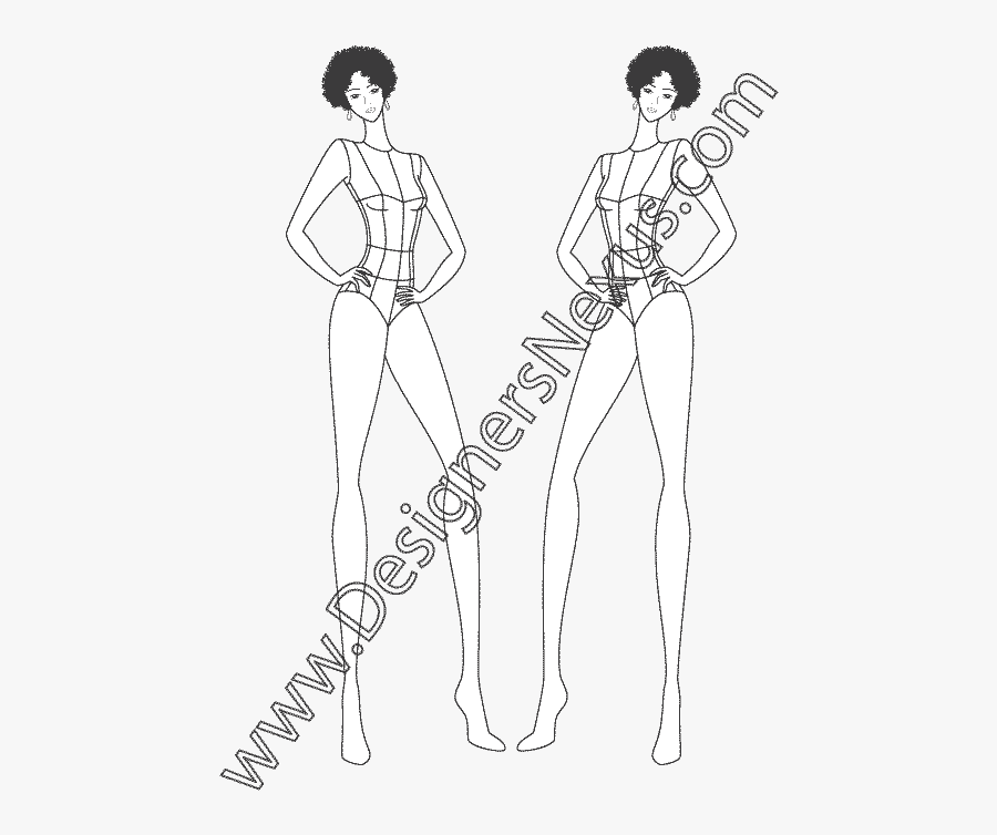 Clip Art Female Fashion Figure Template - Base Para Desenho De Moda, Transparent Clipart