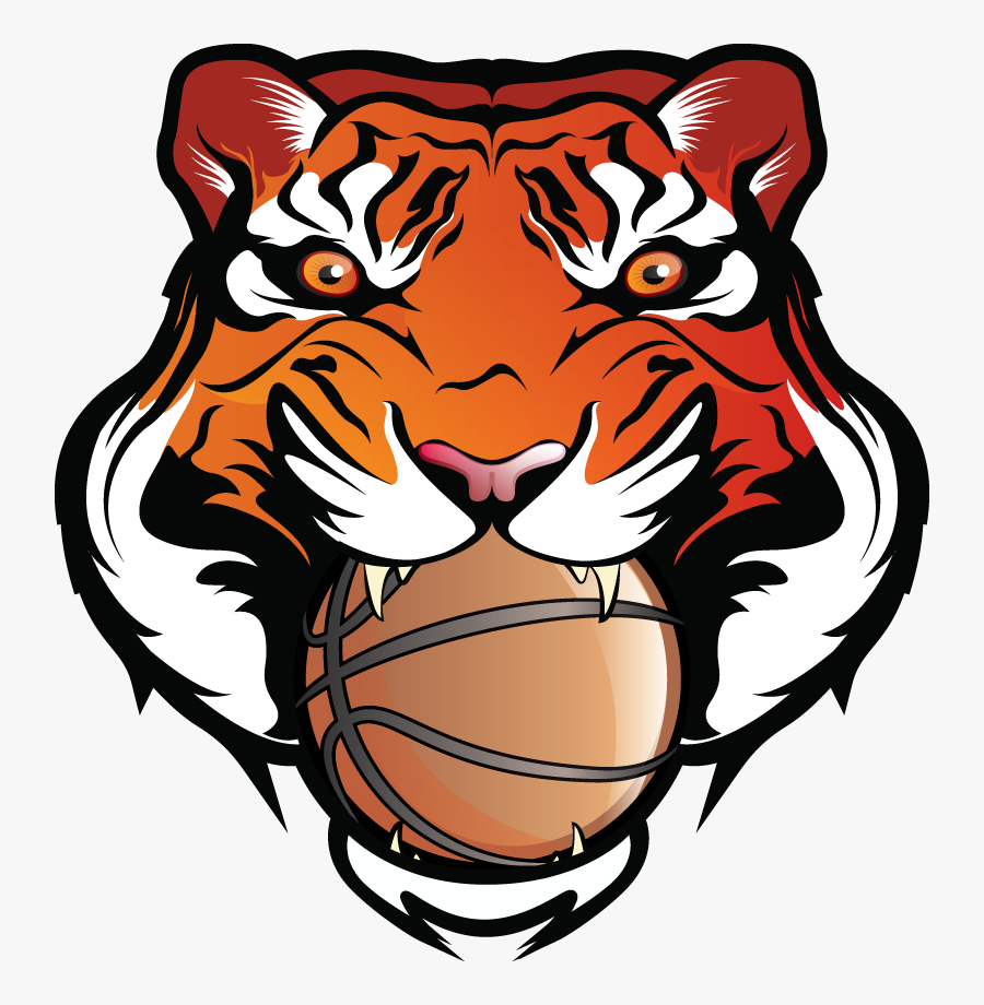Transparent Tiger Face Clipart Black And White - Tiger With Football In Mouth, Transparent Clipart