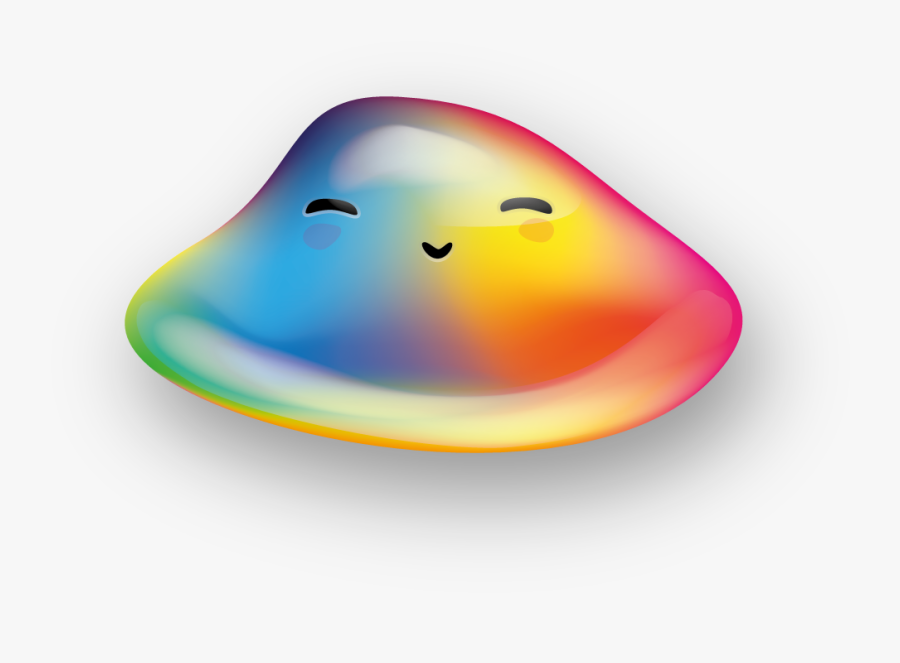 A Rainbow-colored Blob With A Cute Face, Eyes Closed, Transparent Clipart
