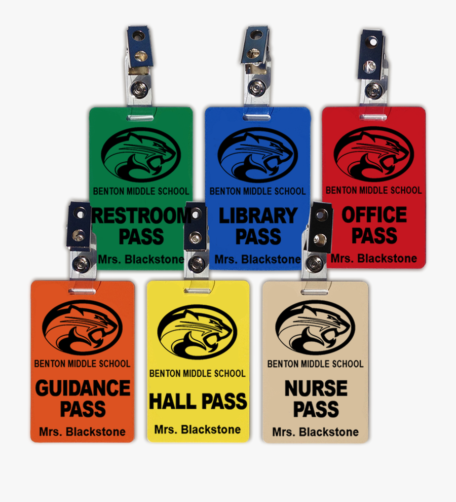 Bathroom Pass Middle School By Pass Set Of 6 Plastic - Hall Pass Id Cards In School, Transparent Clipart