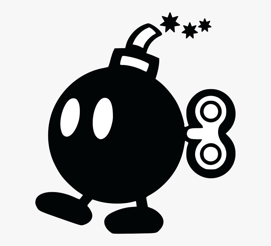 Mario Clipart Black And White Transparent Png - Super Mario Bros Bomb, Transparent Clipart