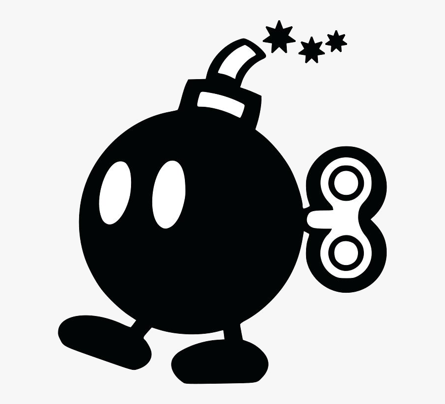 Mario Clipart Black And White Transparent Png Super Mario Bros Bomb , Free Transparent Clipart