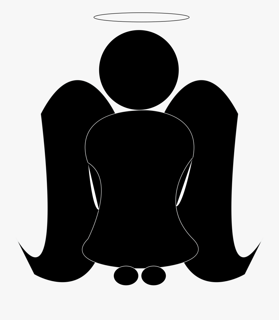 Silhouette,black,black And White - Angel, Transparent Clipart