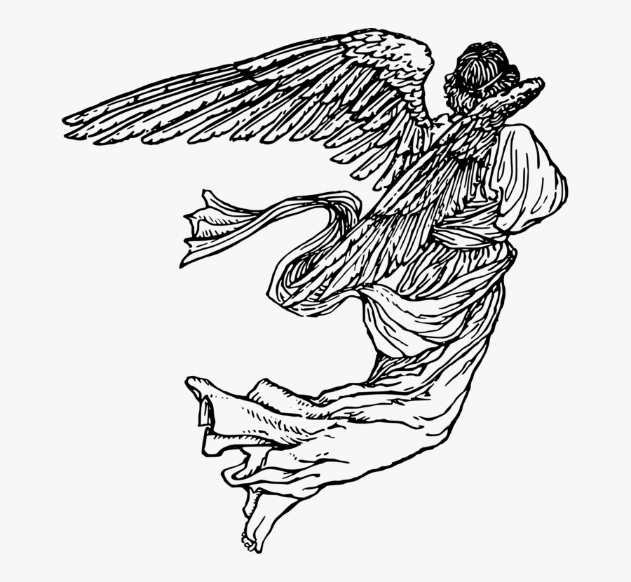 Art,monochrome Photography,shoe - Black White Angel Drawing, Transparent Clipart