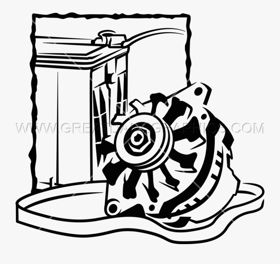 Battery Clipart Black And White - Car Alternator Clip Art, Transparent Clipart