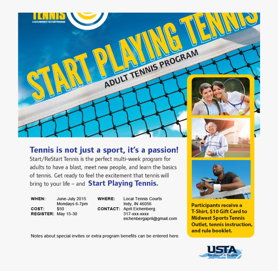Clip Art Start Restart Tennis Restartflyerimage - Tennis Program Flyers, Transparent Clipart