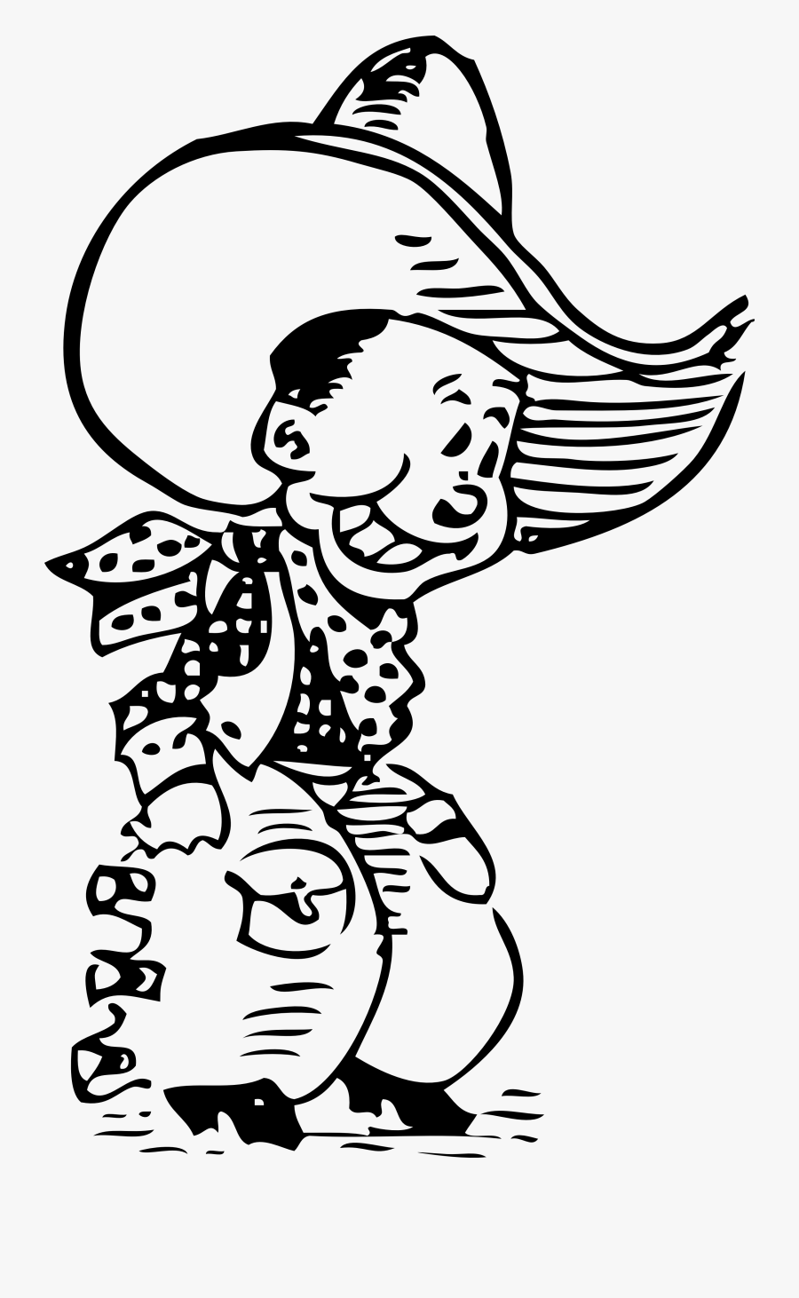 Cowboy Lineart Black And White - Black And White Cowboy Clip Art, Transparent Clipart