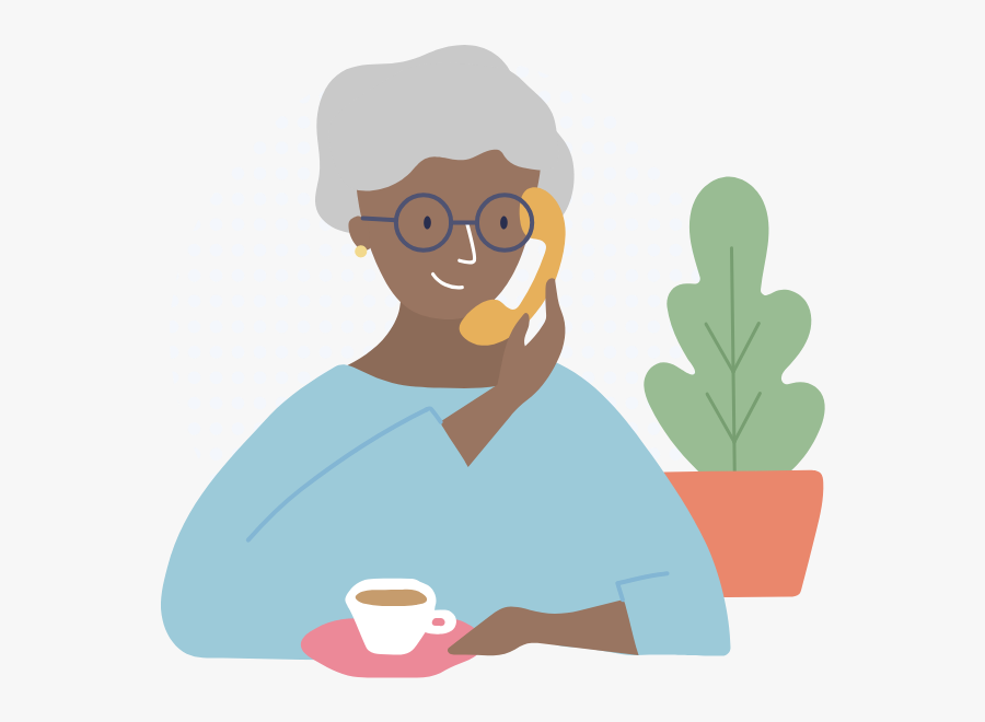 Woman Using Telephone - Illustration, Transparent Clipart