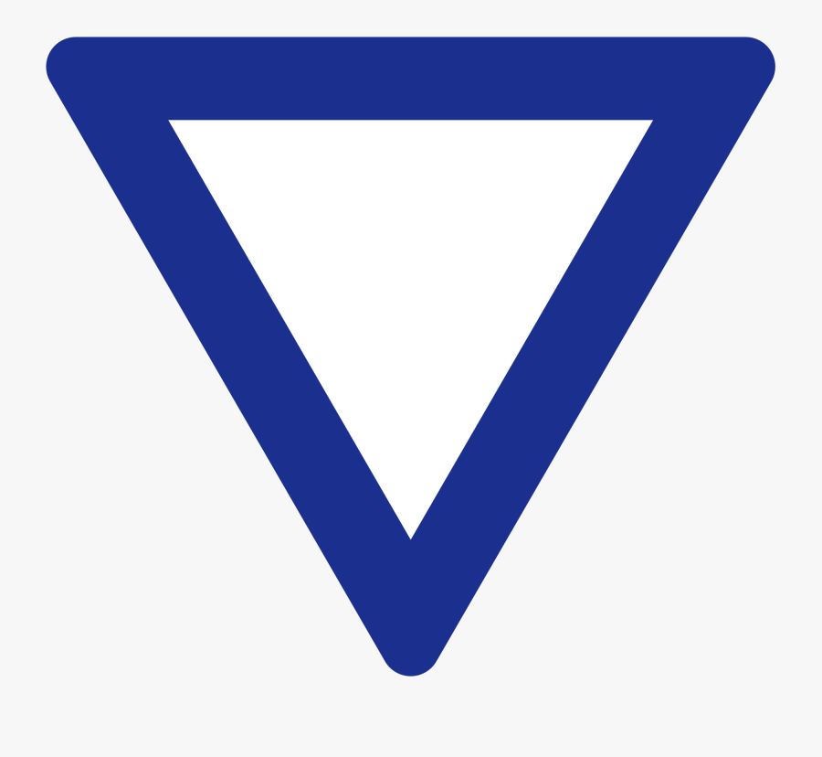 Blue Yield Sign - Blue Sign Upside Down Triangle Road, Transparent Clipart