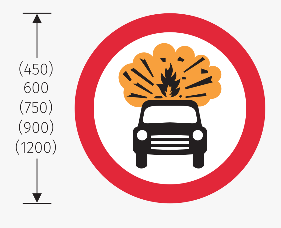 This Image Rendered As Png In Other Widths - No Vehicles Carrying Explosives Road Sign, Transparent Clipart