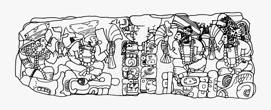 Mayan Mural Rulers Clip Arts - Mural Clipart Black And White, Transparent Clipart