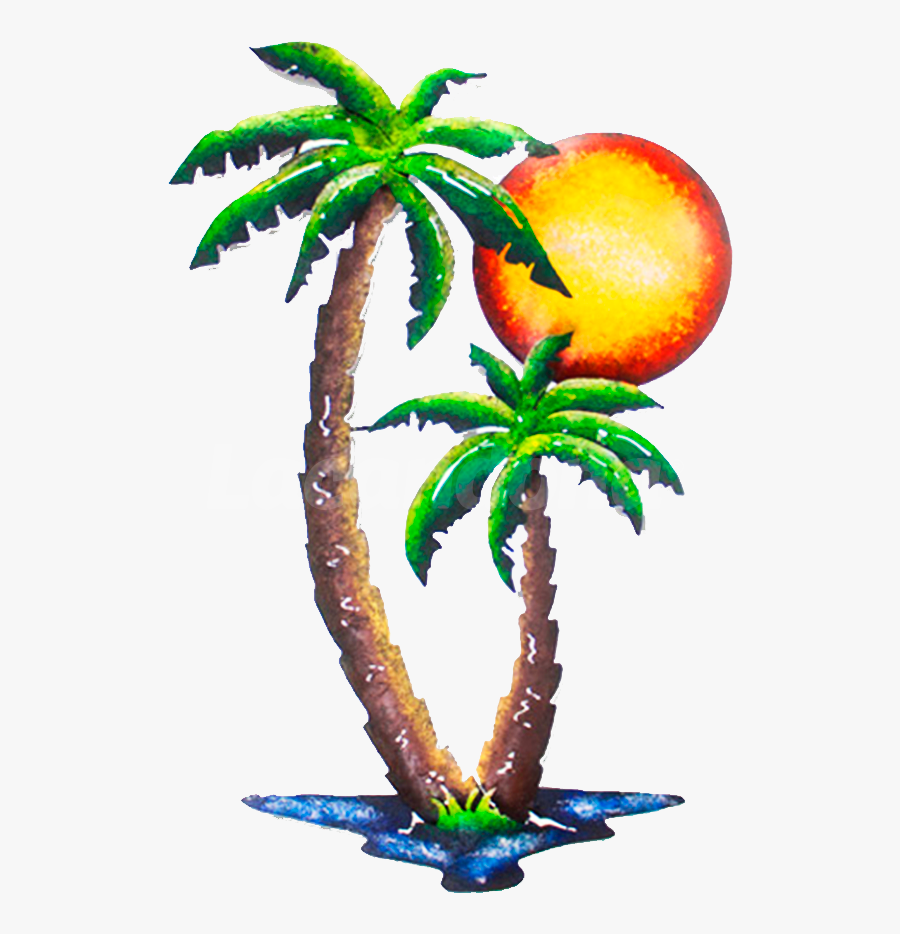 Palm And Sun Decorative - Palmeras Dibujos Png, Transparent Clipart