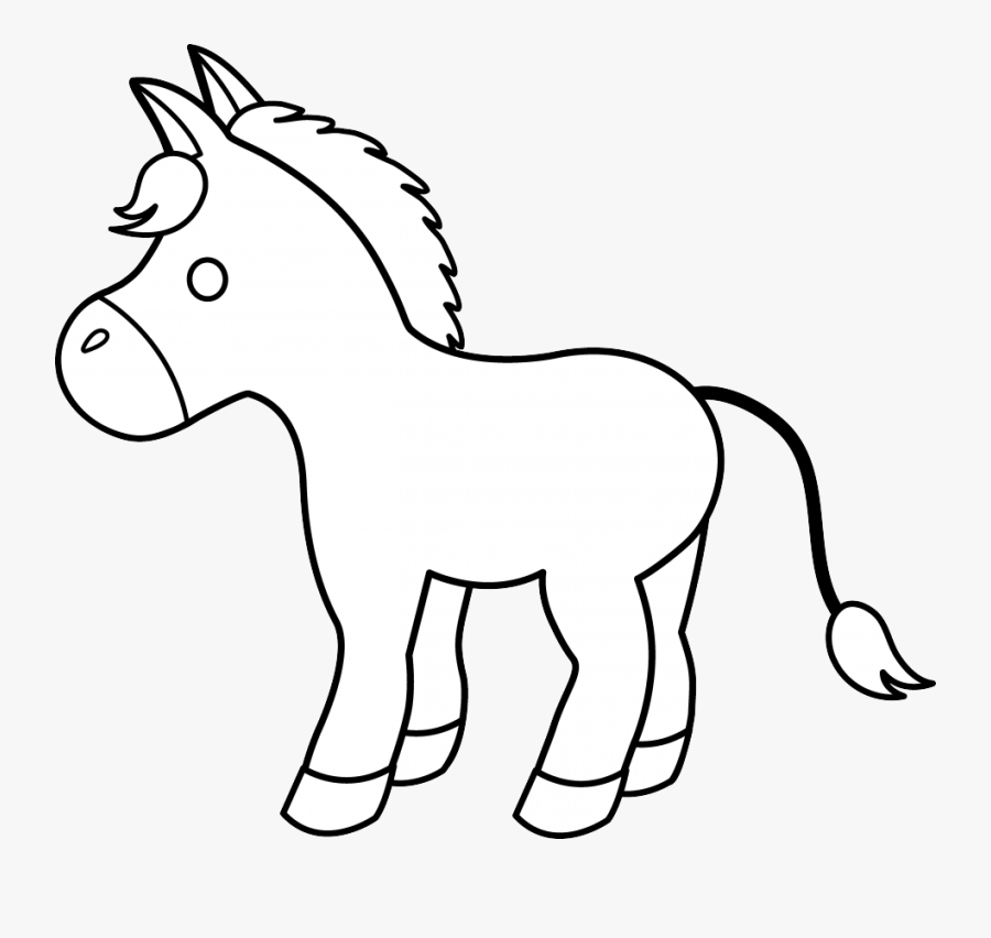 Transparent Horse Clipart Black And White - Cartoon Donkey Black And White, Transparent Clipart