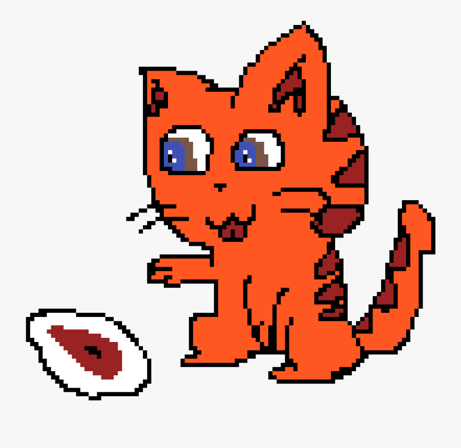 Tiger Striped Cat With Steak - Cartoon, Transparent Clipart
