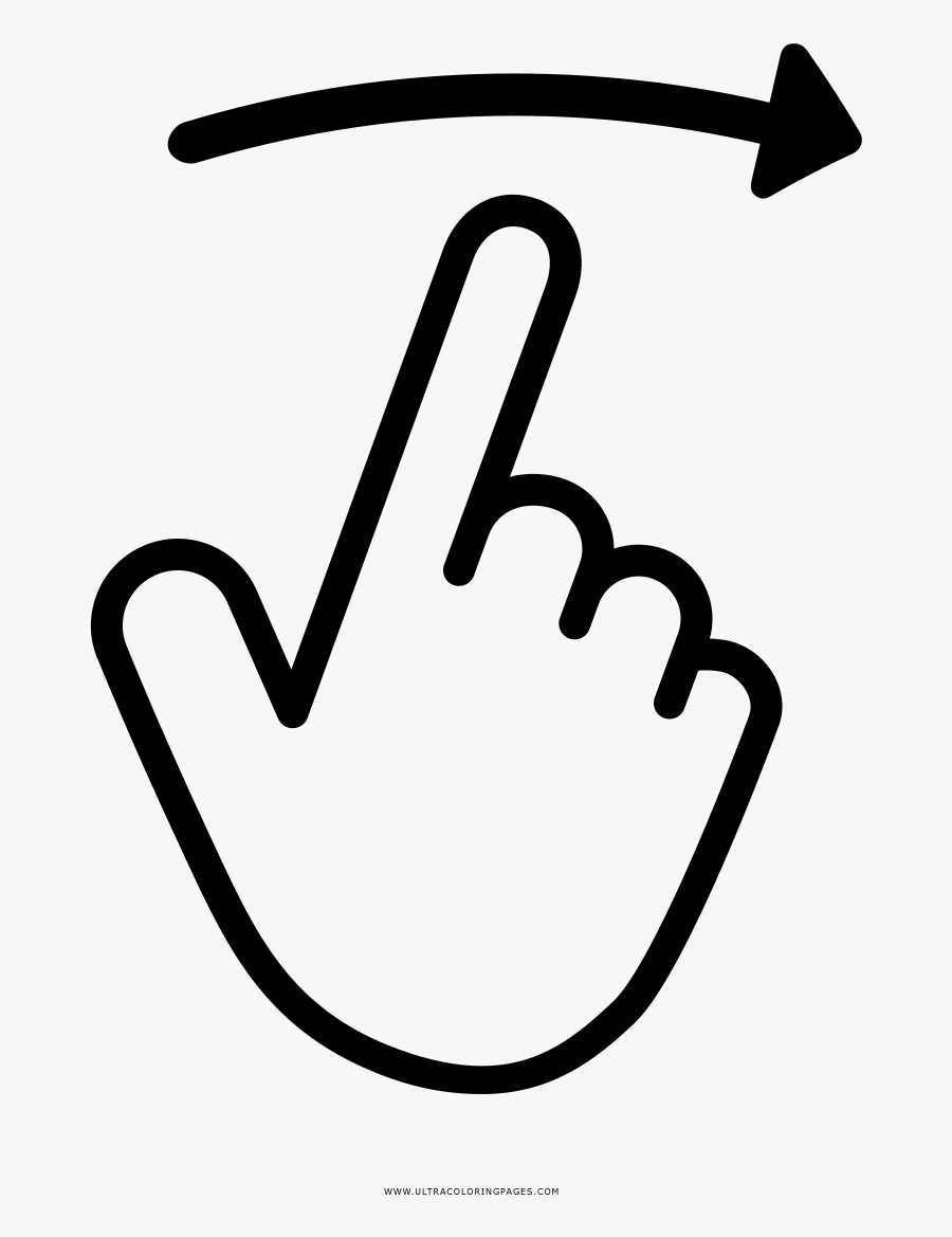 One Finger Swipe Right Coloring Page - Mano Deslizar Png, Transparent Clipart