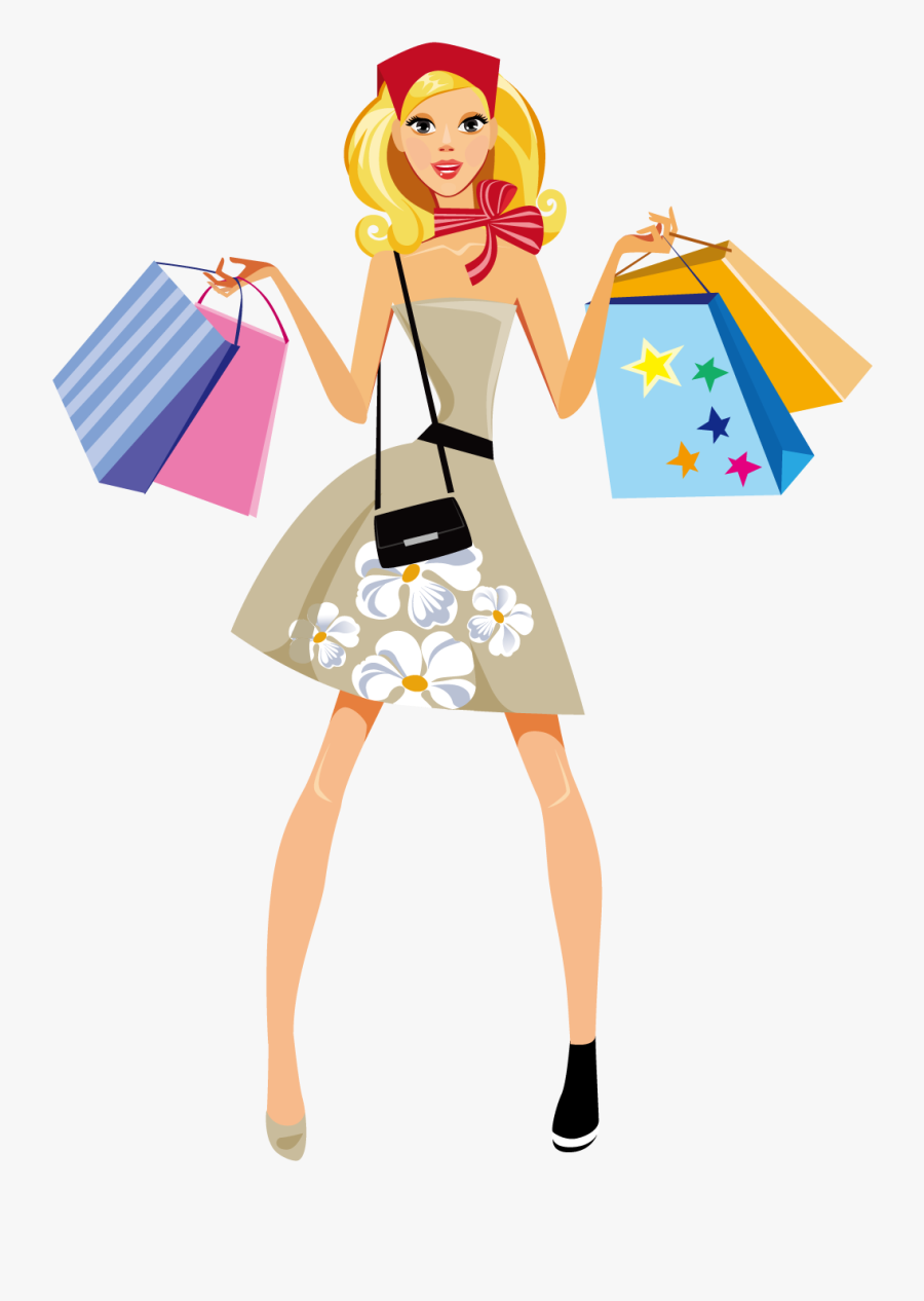 Fashion Clipart Popular Girl - Chicas De Shopping, Transparent Clipart