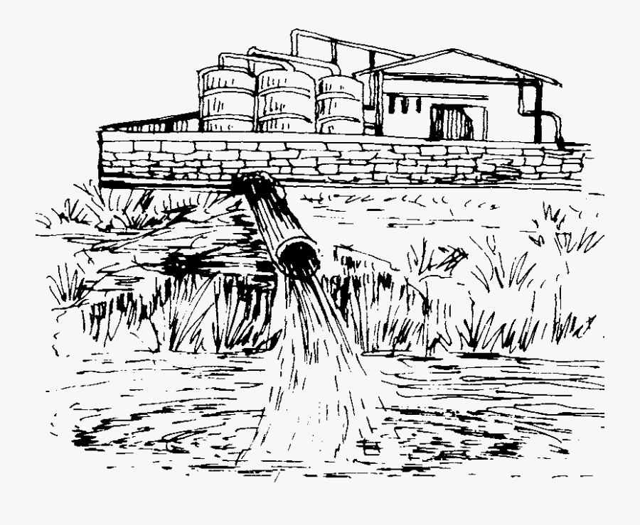 Collection Of Water - Water Pollution Drawing Sketch, Transparent Clipart