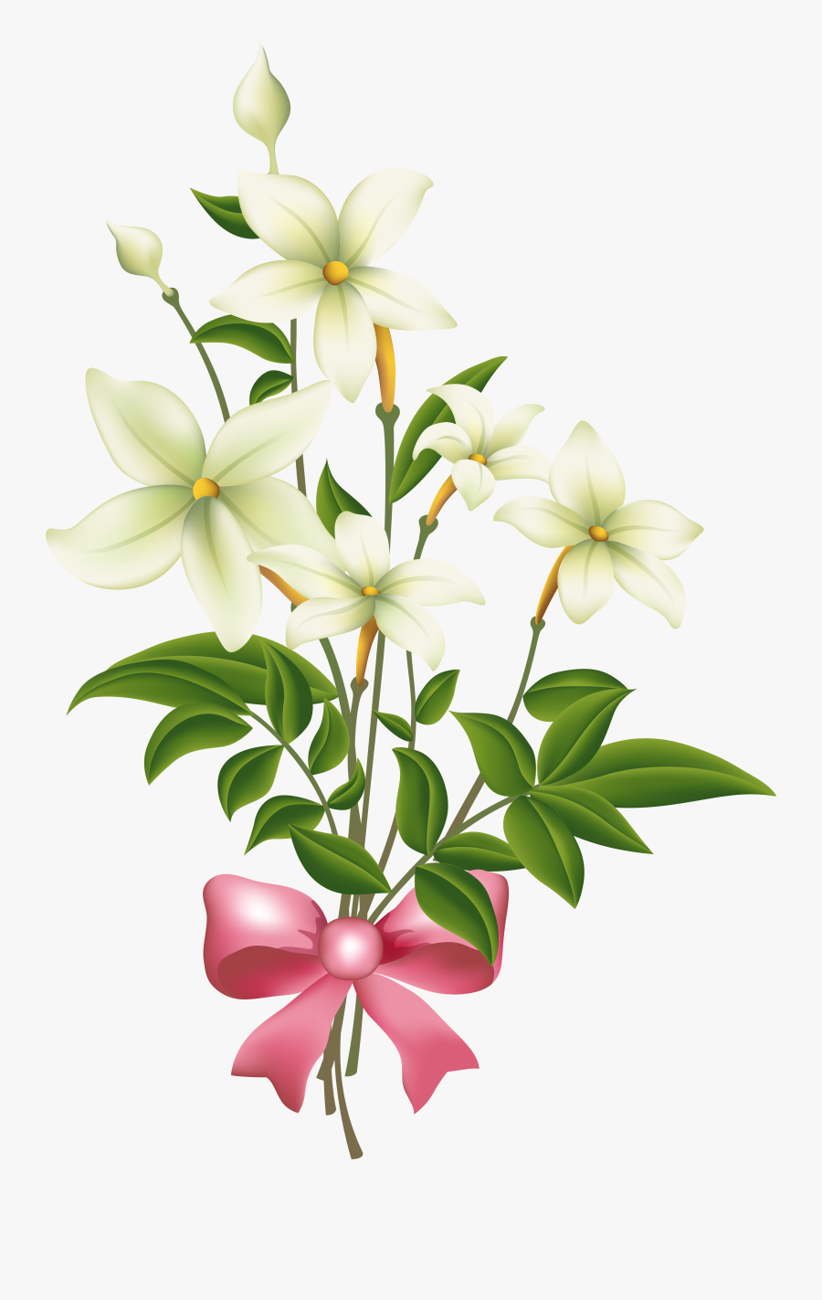 White Flowers With Pink - Spring Vector, Transparent Clipart