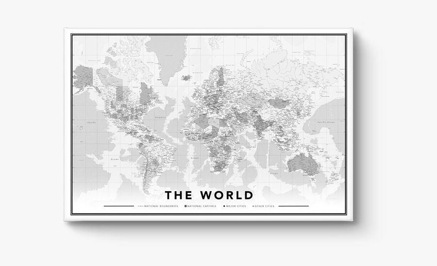 World Map Printed Onto Canvas - Hallo Leinwand Weltkarte, Transparent Clipart