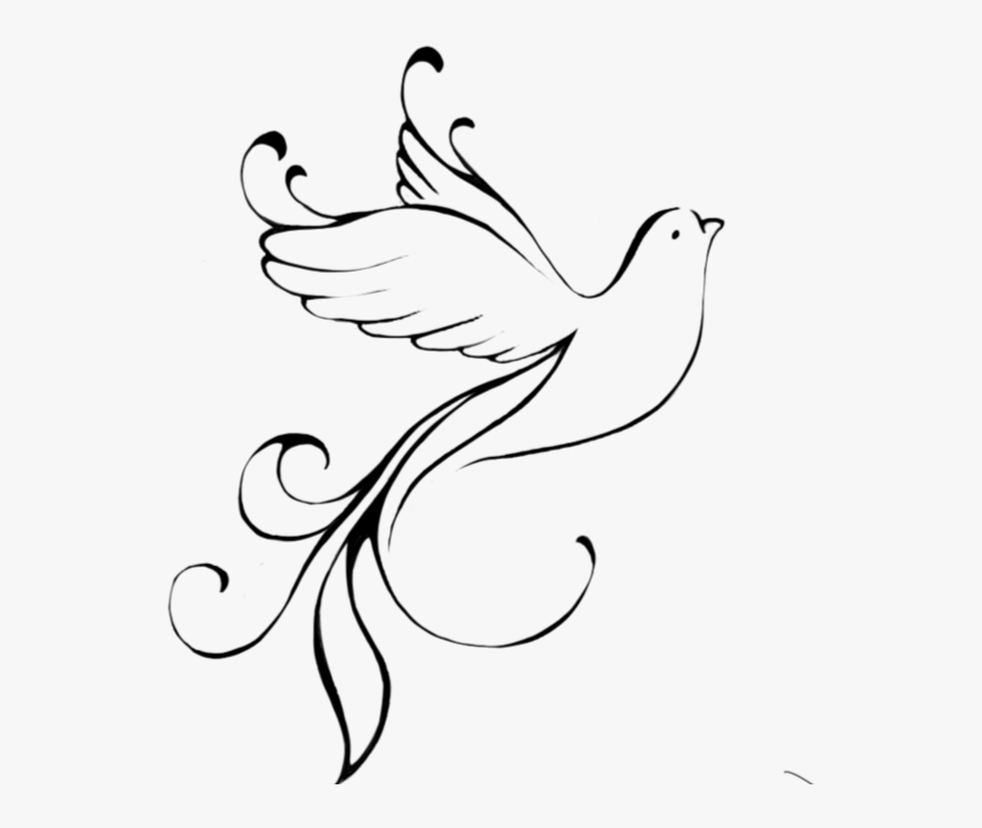 Drawn Turtle Dove Flying - Dove Outline Transparent Background, Transparent Clipart