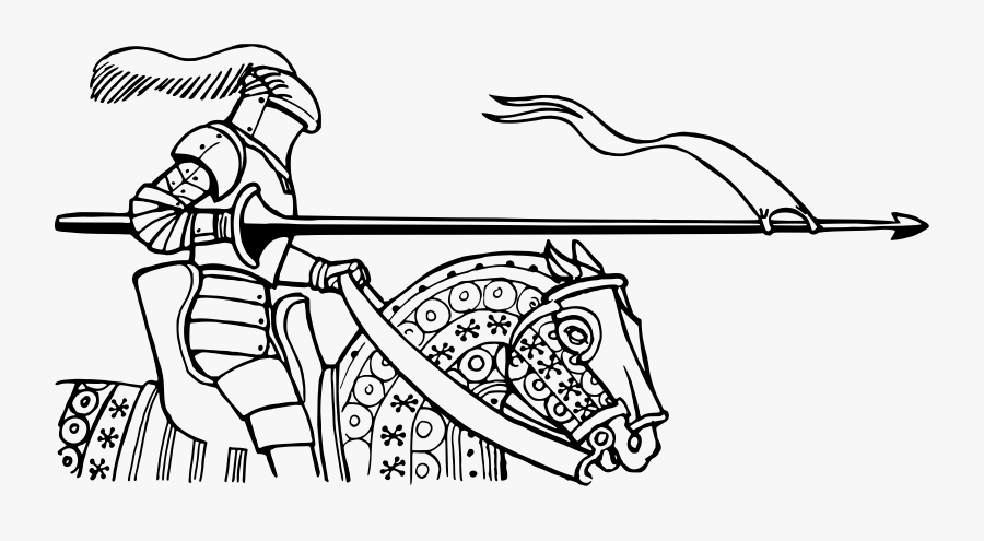 Weapon Clipart Lance - Knight Jousting Line Art, Transparent Clipart