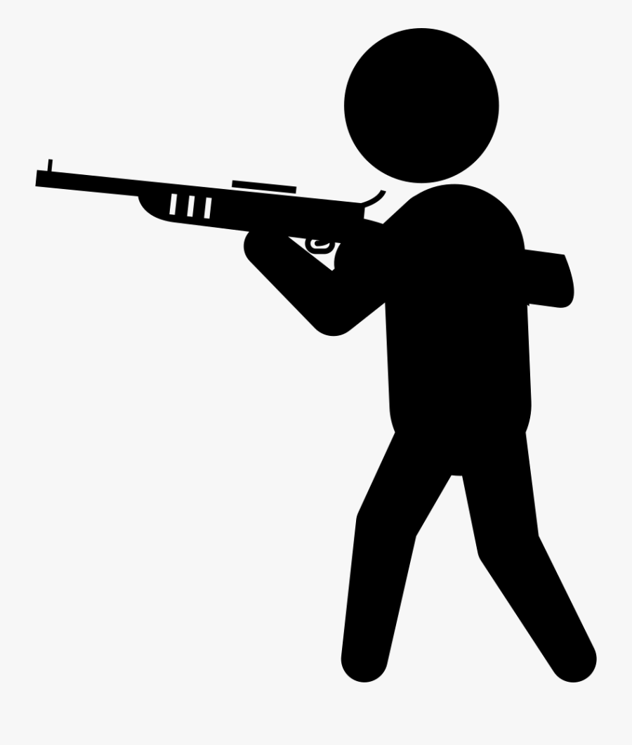 Transparent Weapon Clipart - Stick Figure Holding A Gun, Transparent Clipart