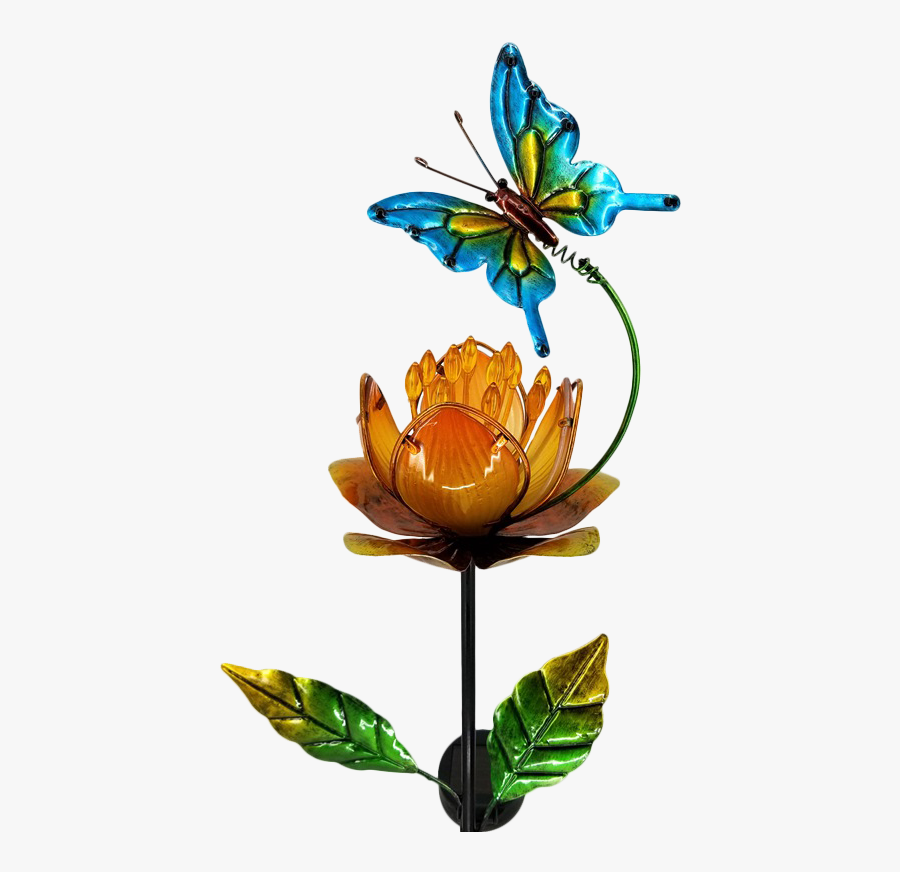 Butterfly Glass Stake Decorative Color Changing - Water Lily, Transparent Clipart