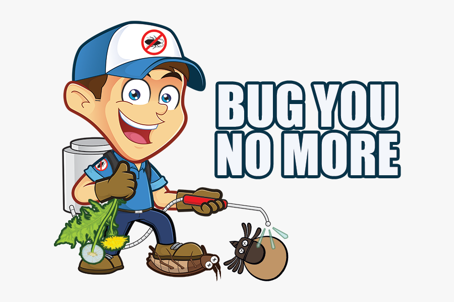 Bug You No More Man - Pest Control Mascot Logo, Transparent Clipart