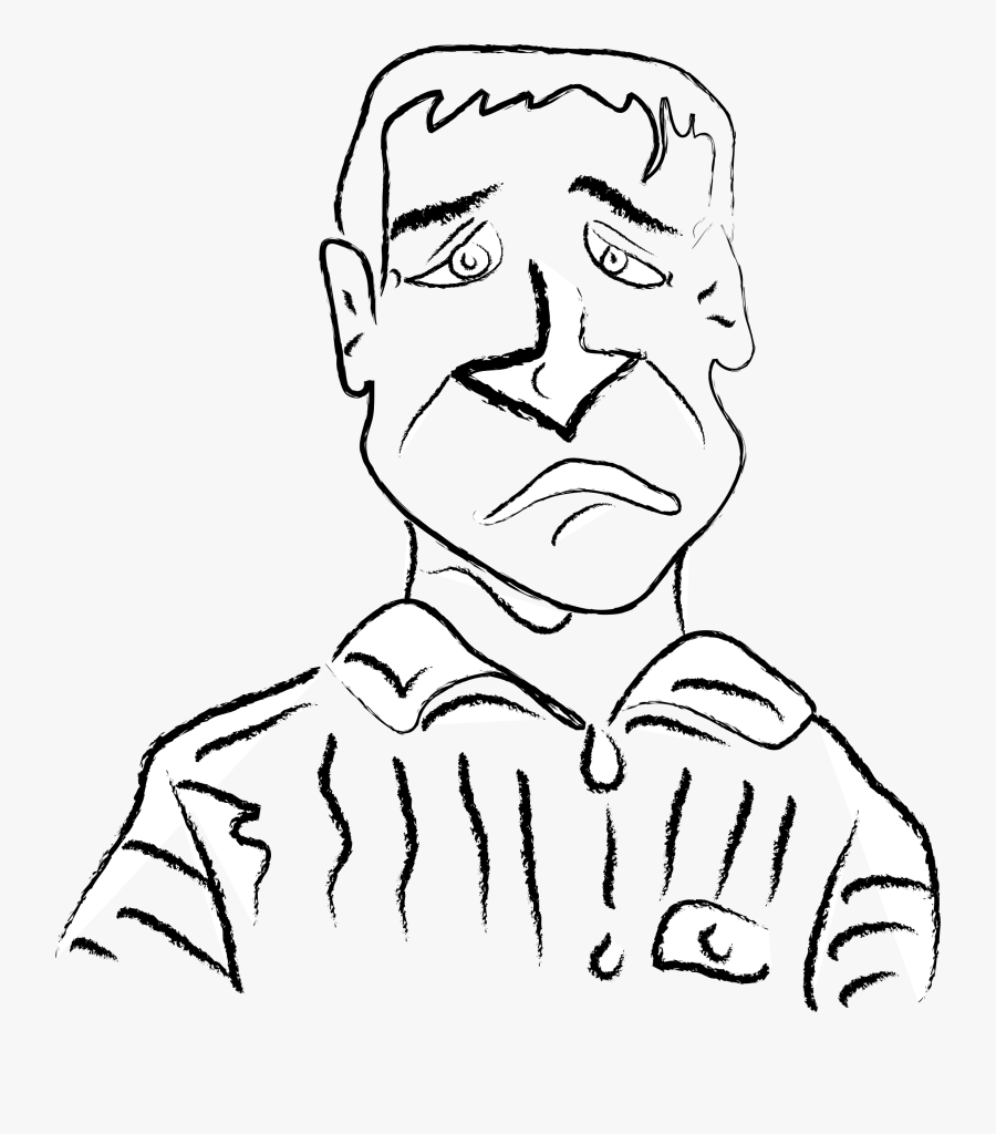 Freehand Sad Man Clip Arts - Sad Man Cartoon Black And White, Transparent Clipart