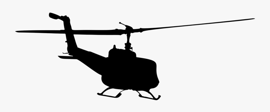 Helicopter Flight Fixed-wing Aircraft Silhouette Clip - Uh 1 Huey Silhouette, Transparent Clipart