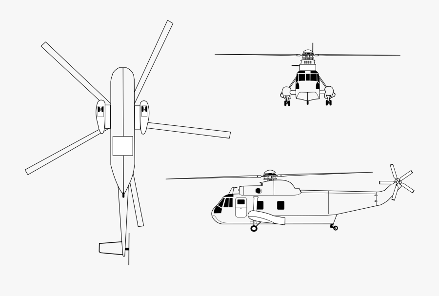 Dimensions Drawing Helicopter Huge Freebie Download - Sikorsky Sh 3 Sea King Draw, Transparent Clipart