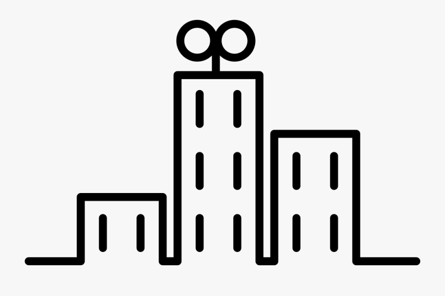 Transparent City Outline Clipart - White Outline Building Png, Transparent Clipart