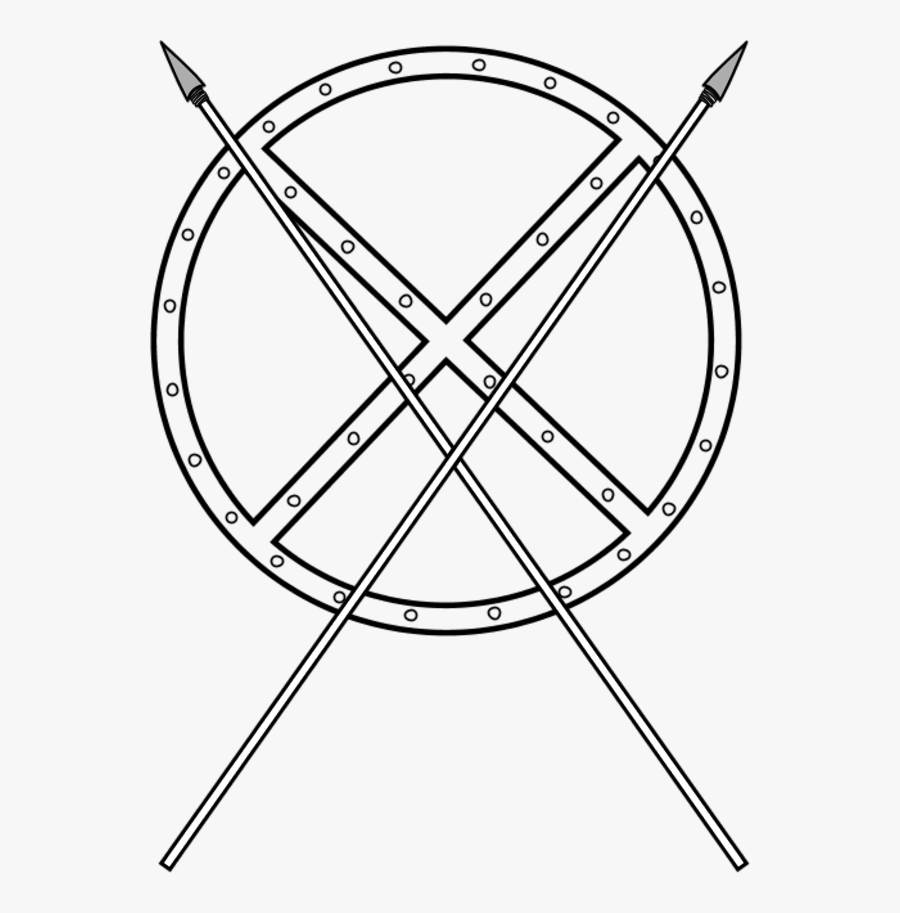 Round Shield And Crossed Spears - Spear And Shield Clipart, Transparent Clipart