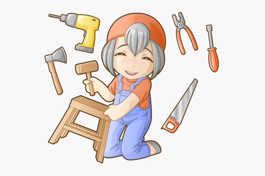 Girl Doing Carpentry Clipart, Transparent Clipart