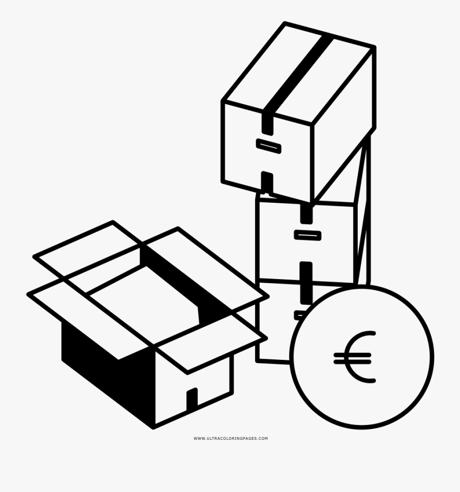 Moving Boxes Coloring Page - Coloring Book, Transparent Clipart