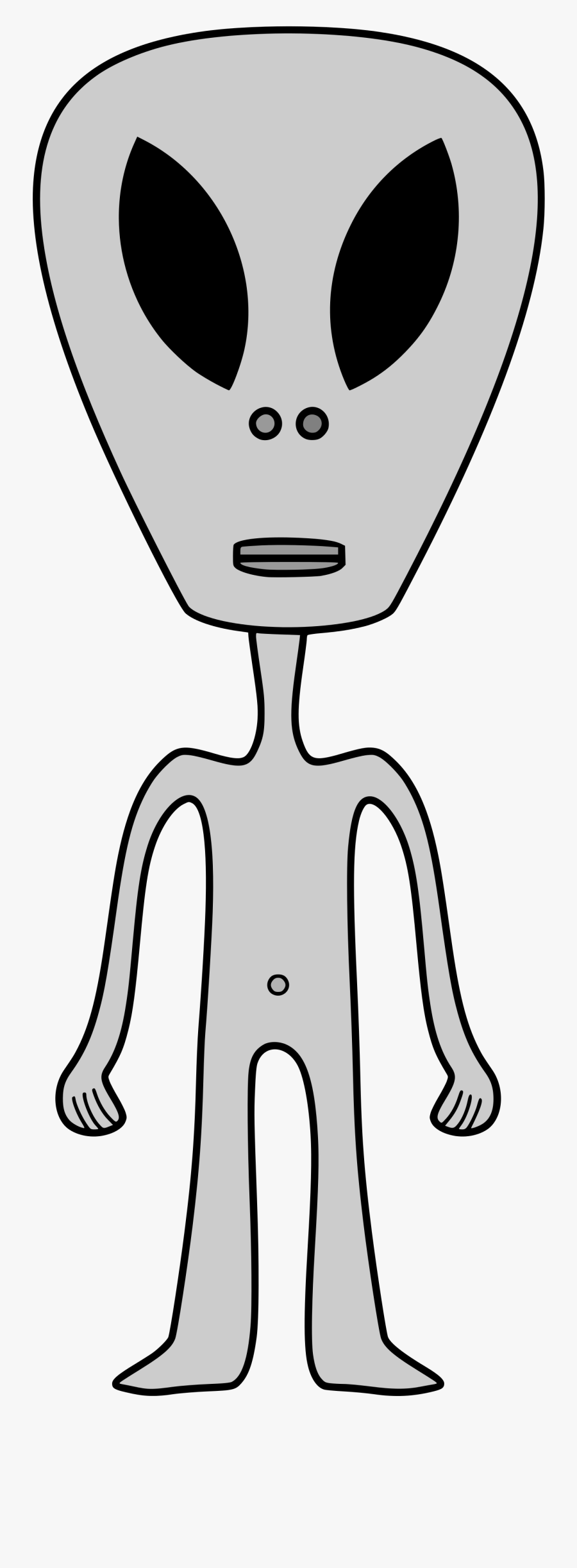 Transparent Alien Head Clipart - Big Head Skinny Body Cartoon, Transparent Clipart