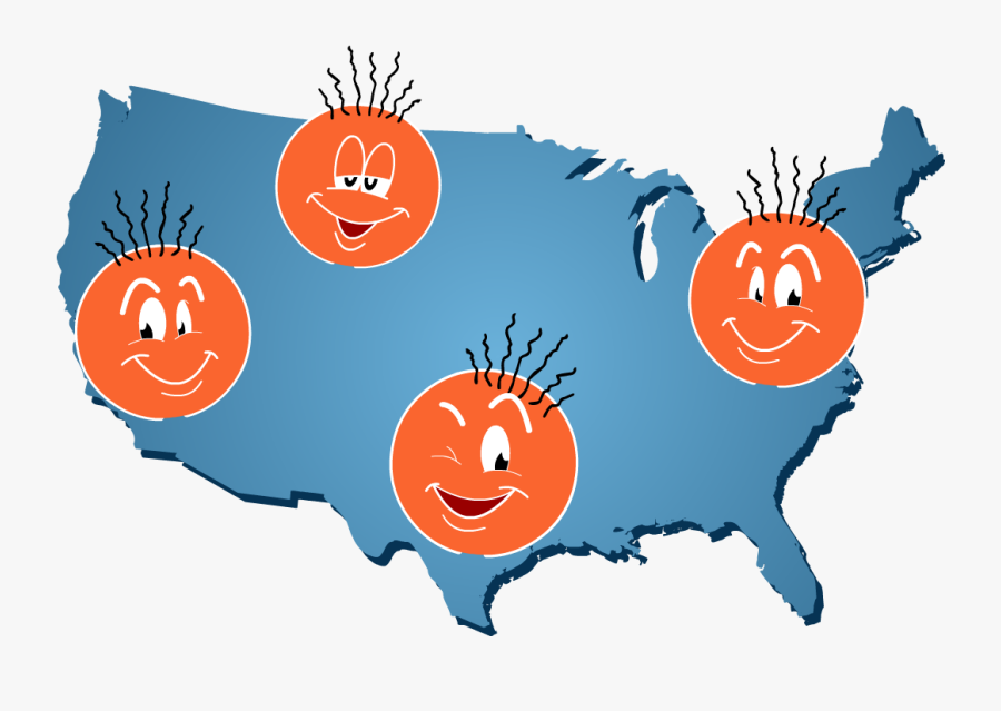 Arpy Faces Scattered On A Map Of The United States - Ferguson Missouri On A Map, Transparent Clipart