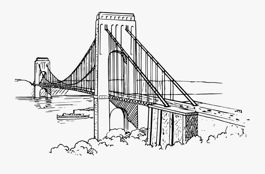 3d Drawing Of Suspension Bridge, Transparent Clipart