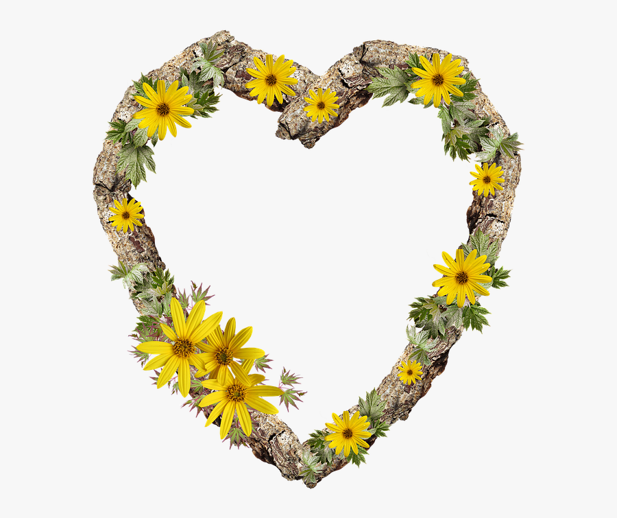Frame, Border, Rustic, Heart, Daisy, Flower - Yellow Frame Png Heart, Transparent Clipart
