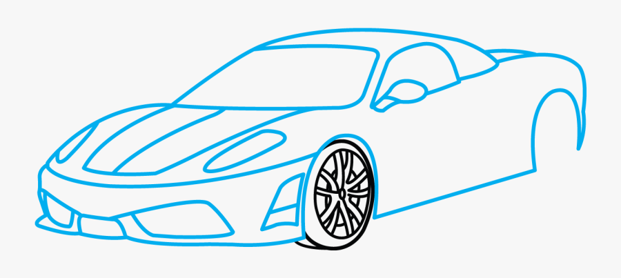 How To Draw Ferrari 360, A Sports Car, Easy Step By - Step By Step Drawing Ferrari, Transparent Clipart