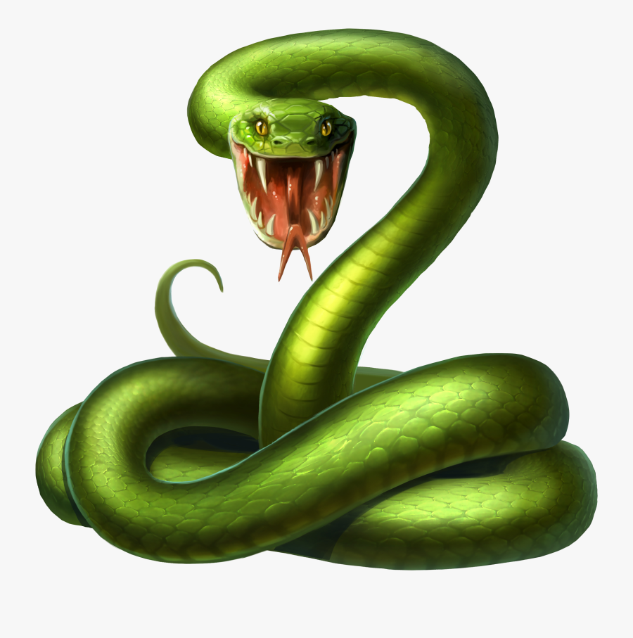 Smooth Green Snake Clipart Pear - Serpent Striking, Transparent Clipart