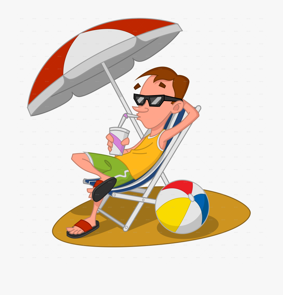 Man On The By - Cartoon Man On The Beach, Transparent Clipart
