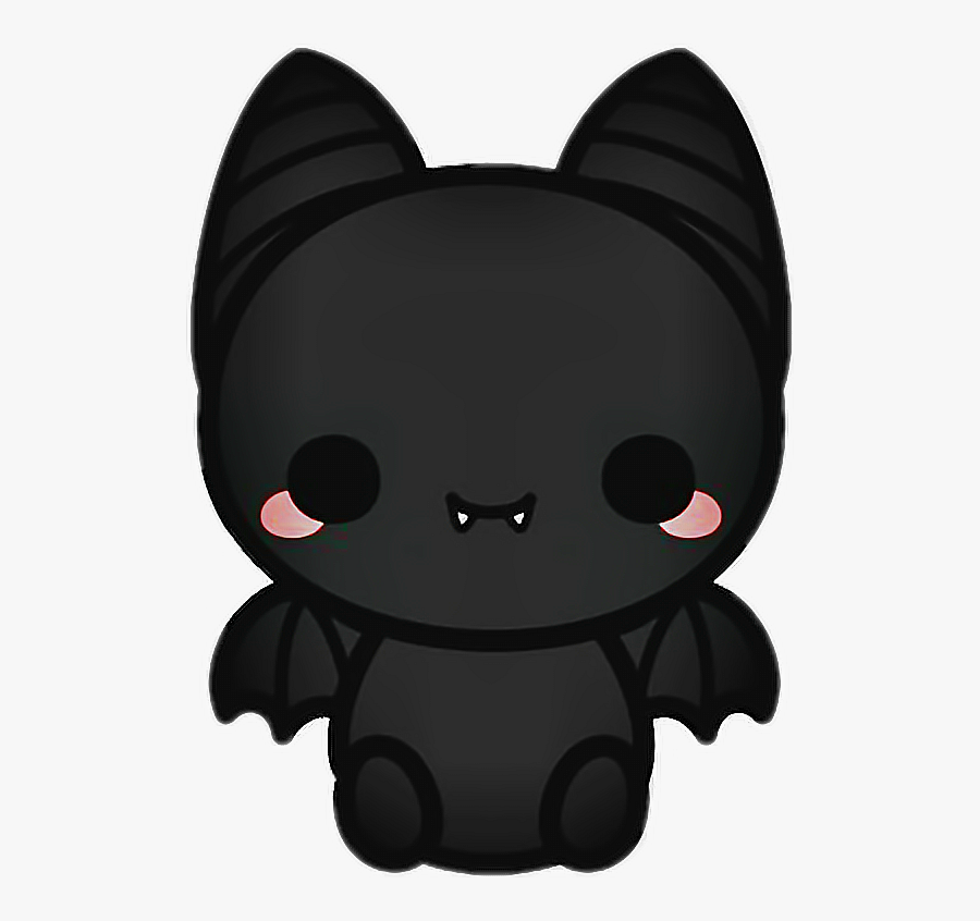 #bat #blackbat #vampire #fangs #black #halloween #cartoon - Cartoon Kawaii Halloween Cat, Transparent Clipart
