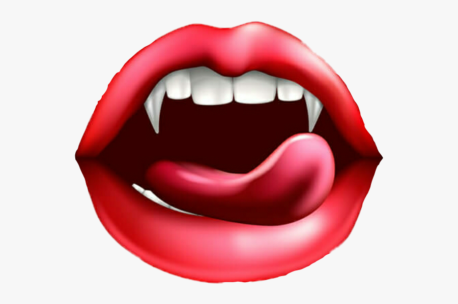 #vampire #teeth #lips #tongue #fangs - Lips And Tongue Fangs, Transparent Clipart