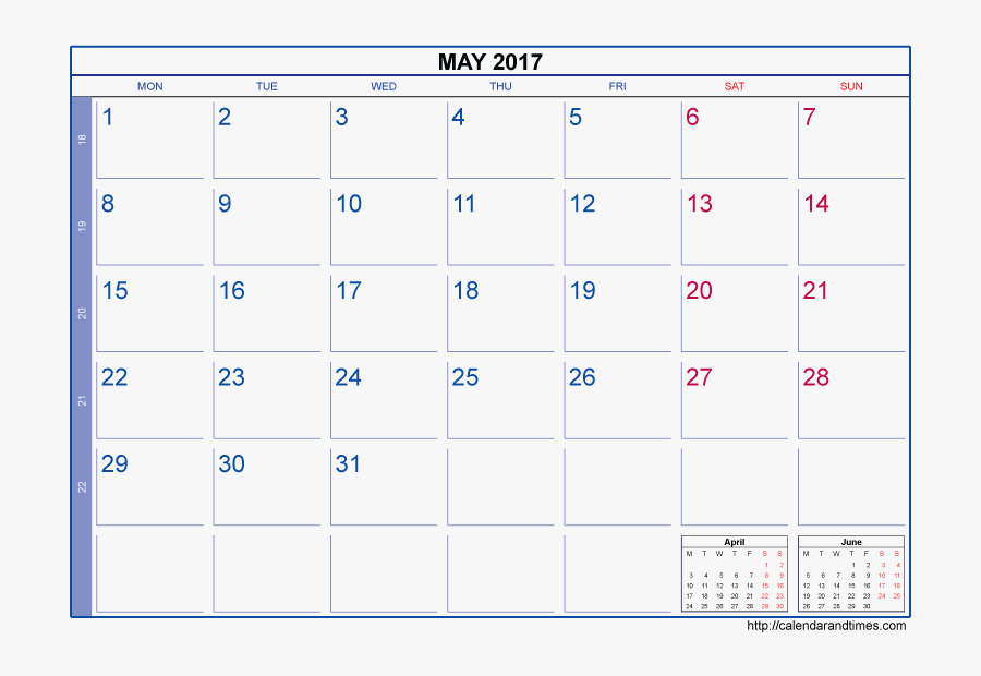 Clip Art May Calendar And Times - July 2018 Calendar Transparent, Transparent Clipart