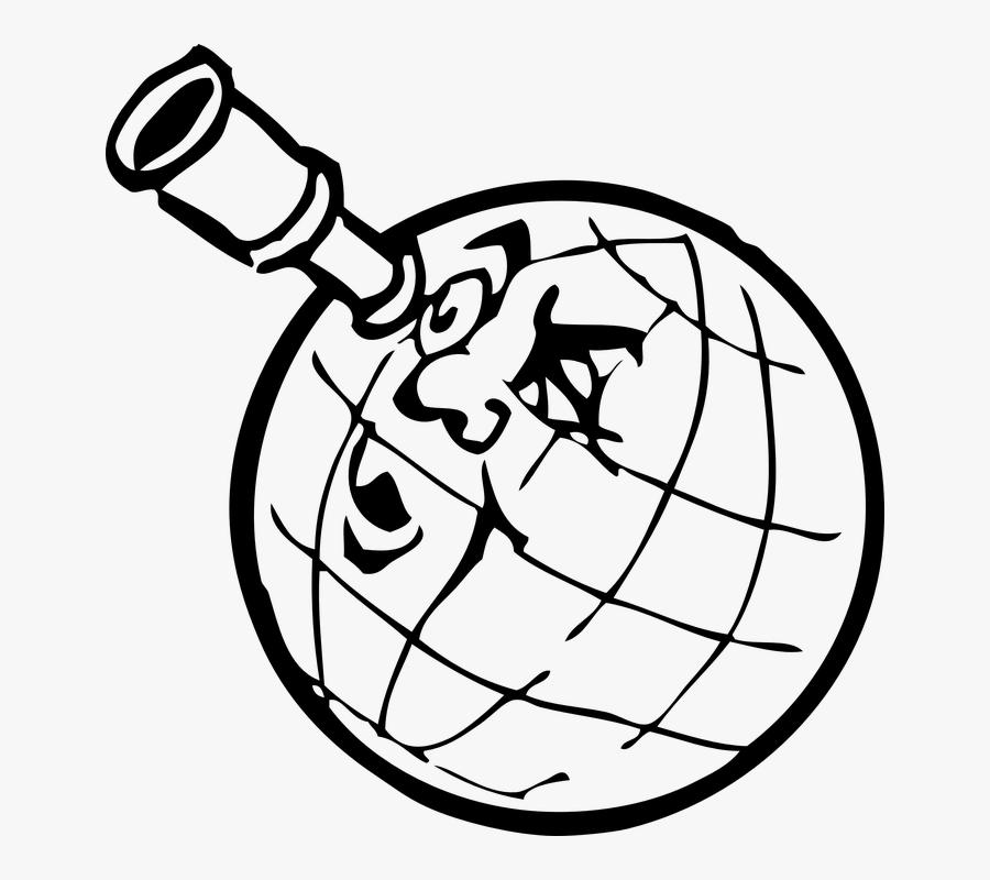 World, Planet, Spyglass, Earth, Telescope, Spy, Glass - Planet Clip Art, Transparent Clipart