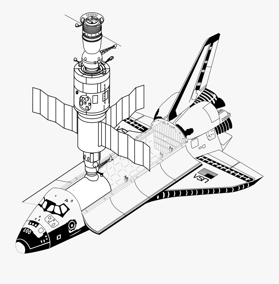 Conceptual Drawing Of Shuttle Docked With Salyut - Space Shuttle And Mir, Transparent Clipart