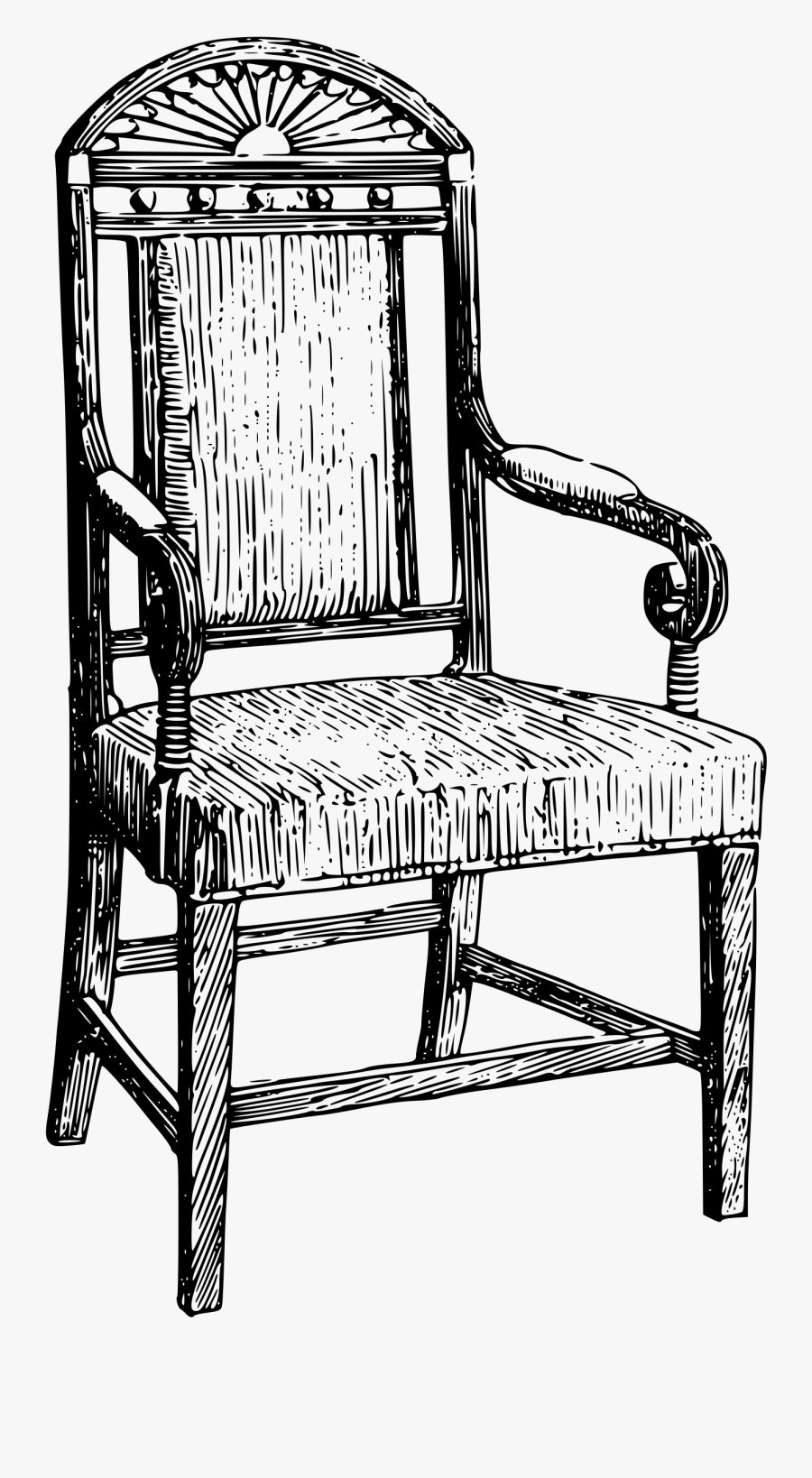 Clipart - Line Art Antique Chair, Transparent Clipart