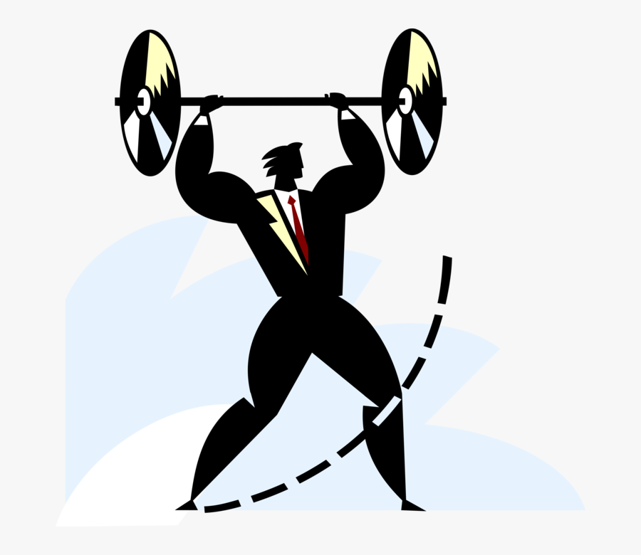 Vector Illustration Of Businessman Weightlifter Lifting - Separation Of Powers Strengths And Weakness, Transparent Clipart
