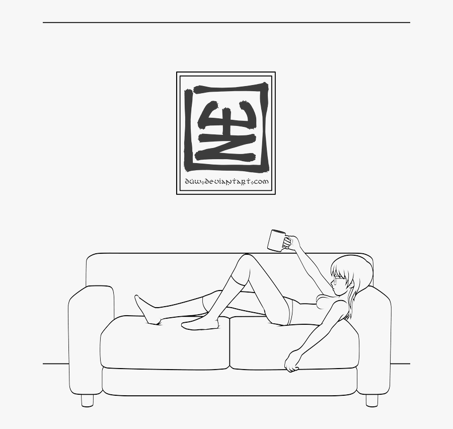 Couch Lineart - Couch, Transparent Clipart